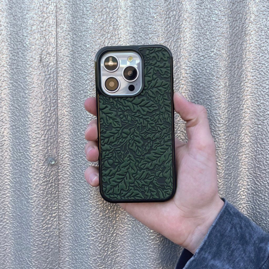 Oberon Design iPhone Case, Oak Leaves in Green