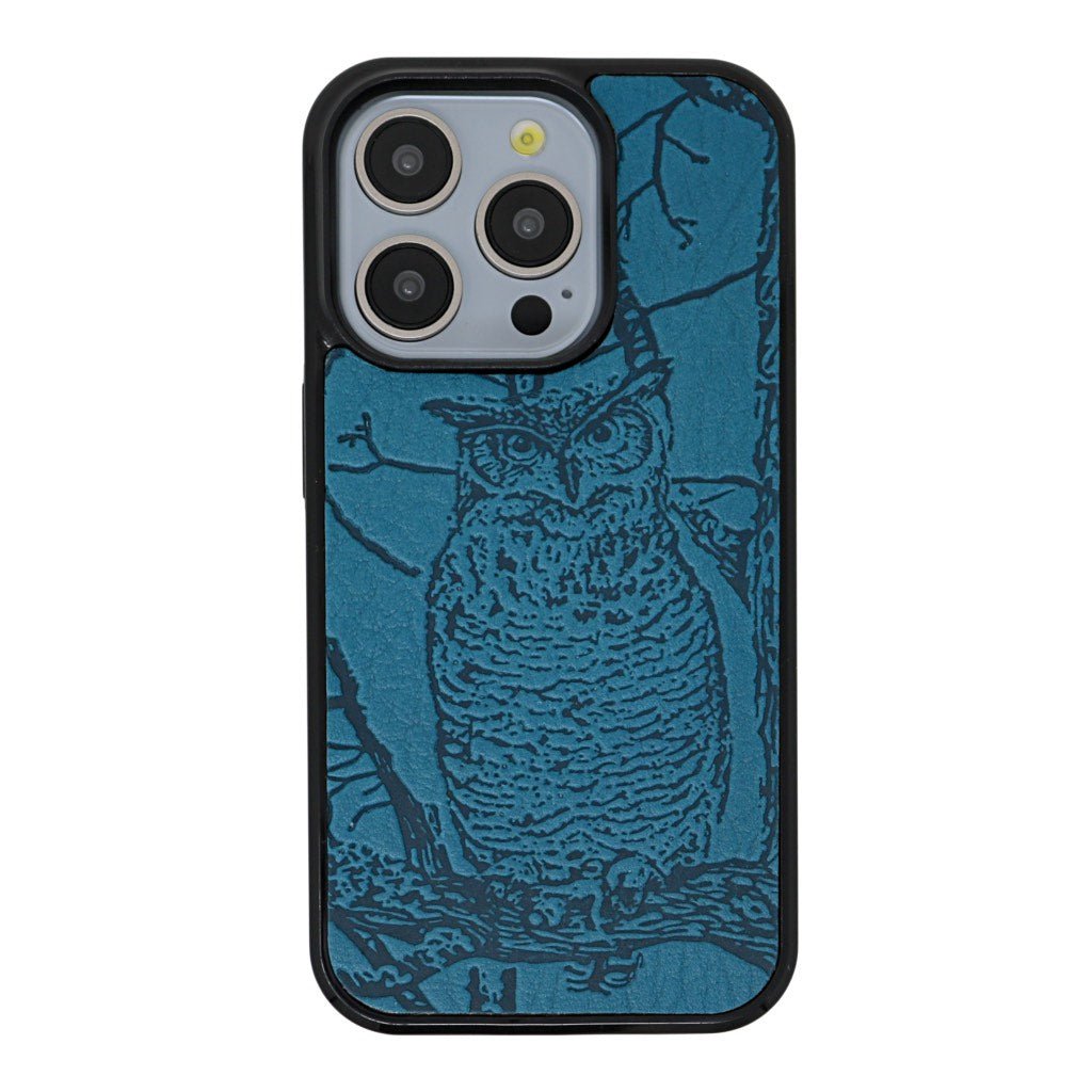 Oberon Design iPhone Case, Horned Owl in Blue