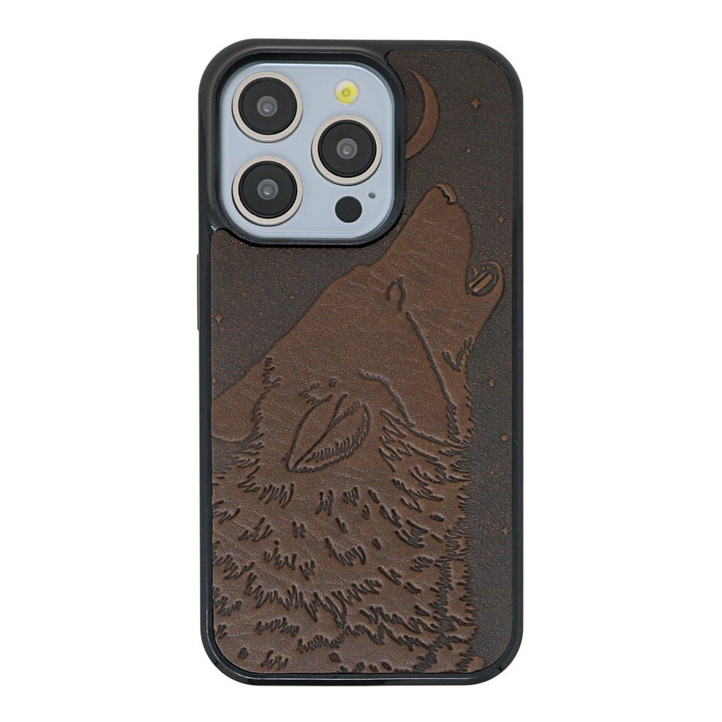 Oberon Design Genuine Leather iPhone Case, Hand-Crafted, Singing Wolf iPhone 16 PRO / Chocolate Oberon Design Genuine Leather iPhone Case, Hand-Crafted, Singing Wolf iPhone 16 PRO / Chocolate