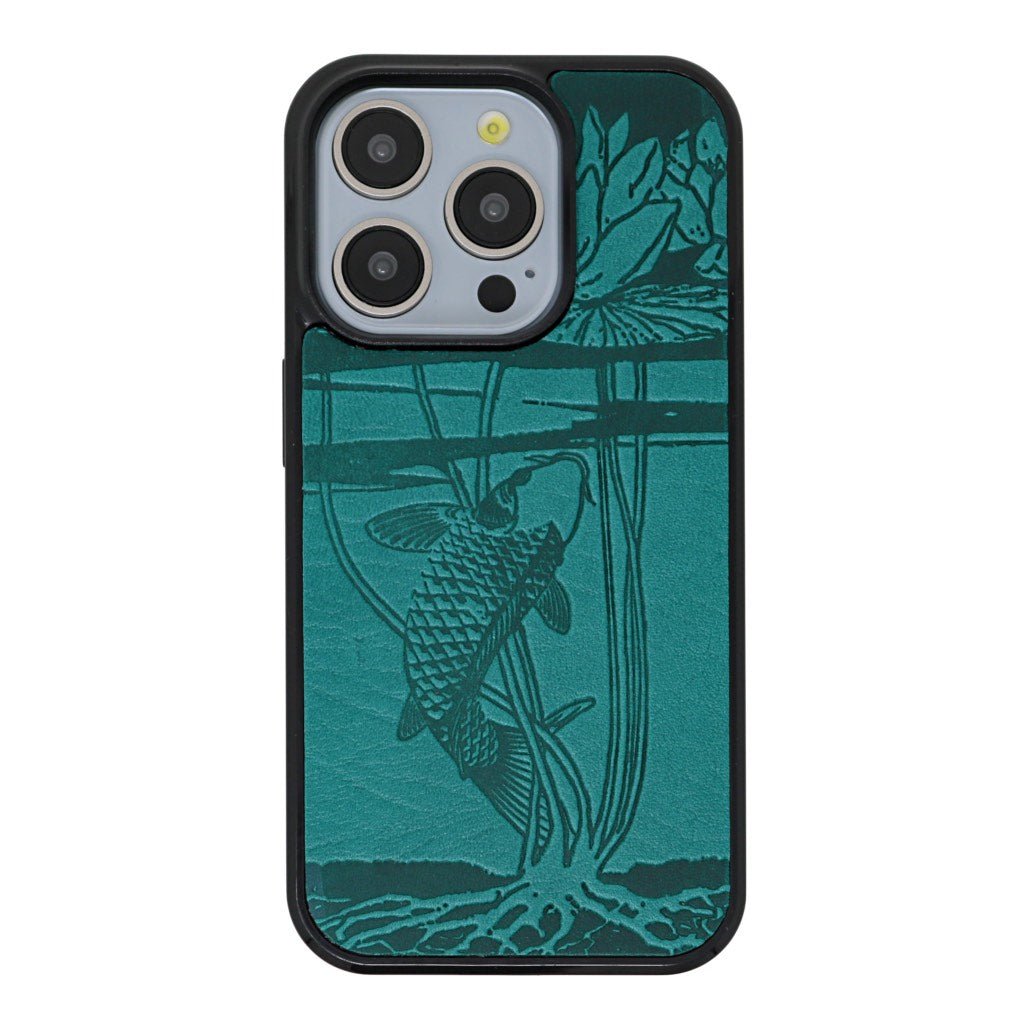 Oberon Design iPhone Case, Water Lily Koi in Teal