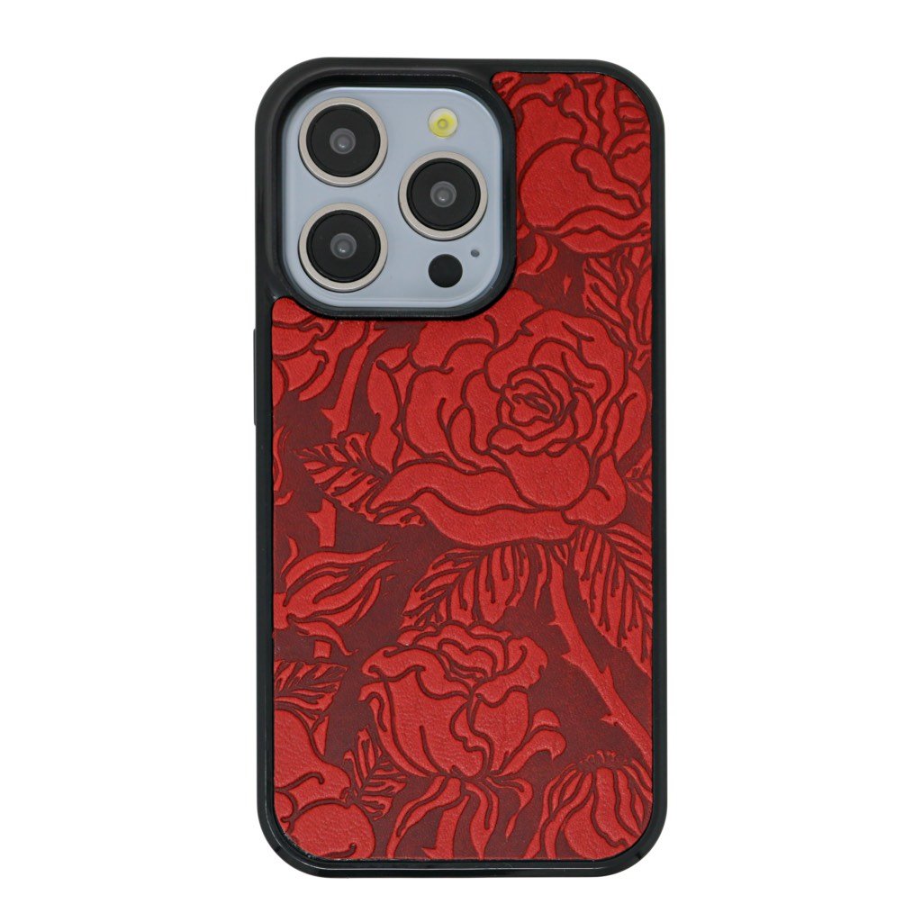 Oberon Design Genuine Leather iPhone Case, Hand-Crafted, WIld Rose iPhone 14 PLUS / Red Oberon Design Genuine Leather iPhone Case, Hand-Crafted, WIld Rose iPhone 14 PLUS / Red