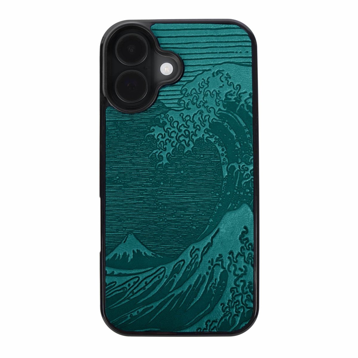 Oberon Design Genuine Leather iPhone Case, Hand-Crafted, Hokusai Wave iPhone 16 / Teal Oberon Design Genuine Leather iPhone Case, Hand-Crafted, Hokusai Wave iPhone 16 / Teal