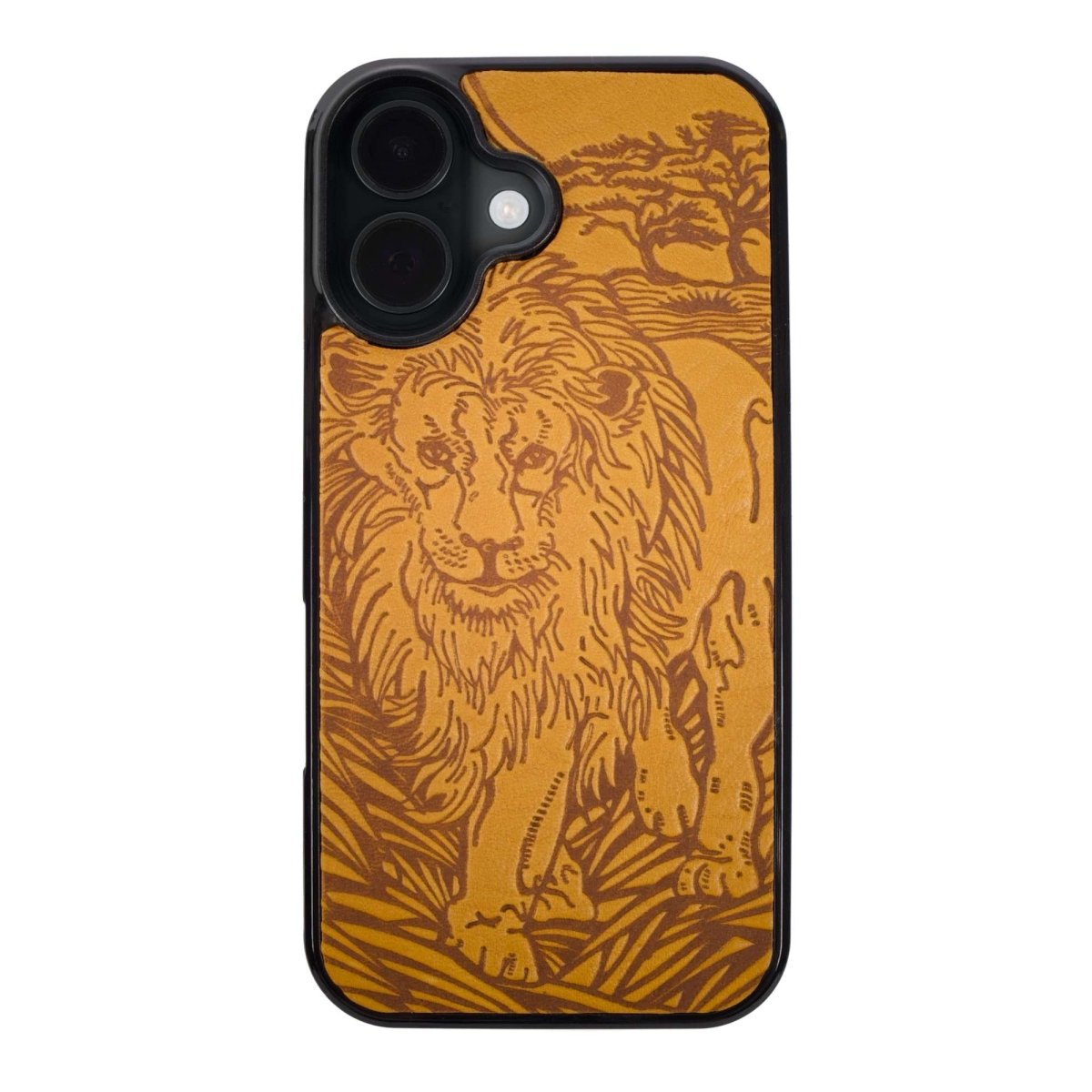 Oberon Design Genuine Leather iPhone Case, Hand-Crafted, Lion