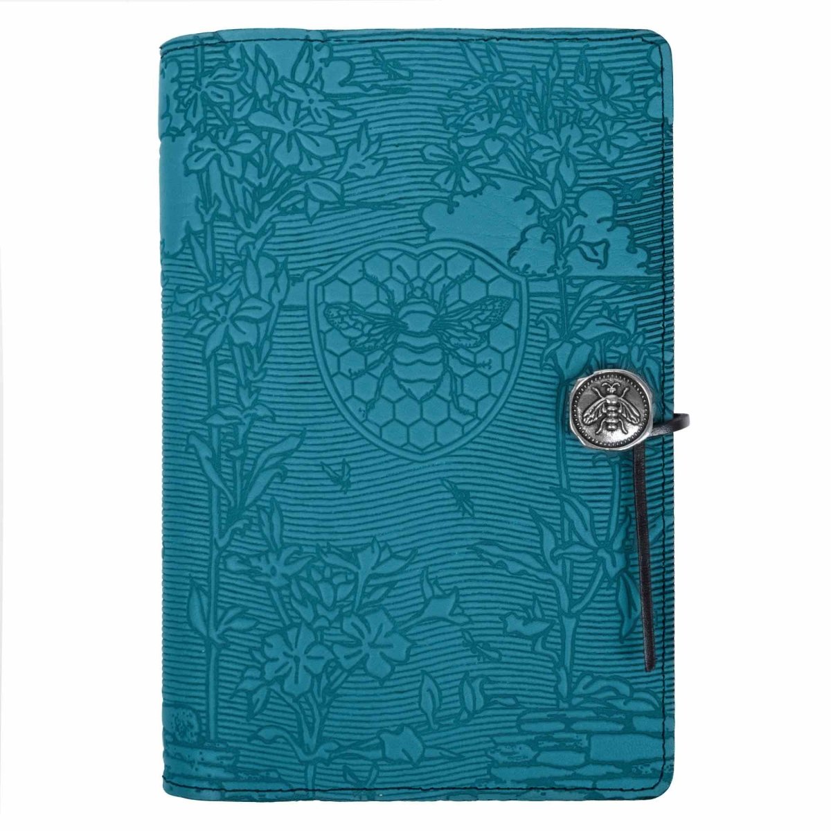 Carnet Rechargeable En Cuir Véritable Oberon Design - Couverture Libellules & Fougère, Bouton étain, Fabriqué Aux USA