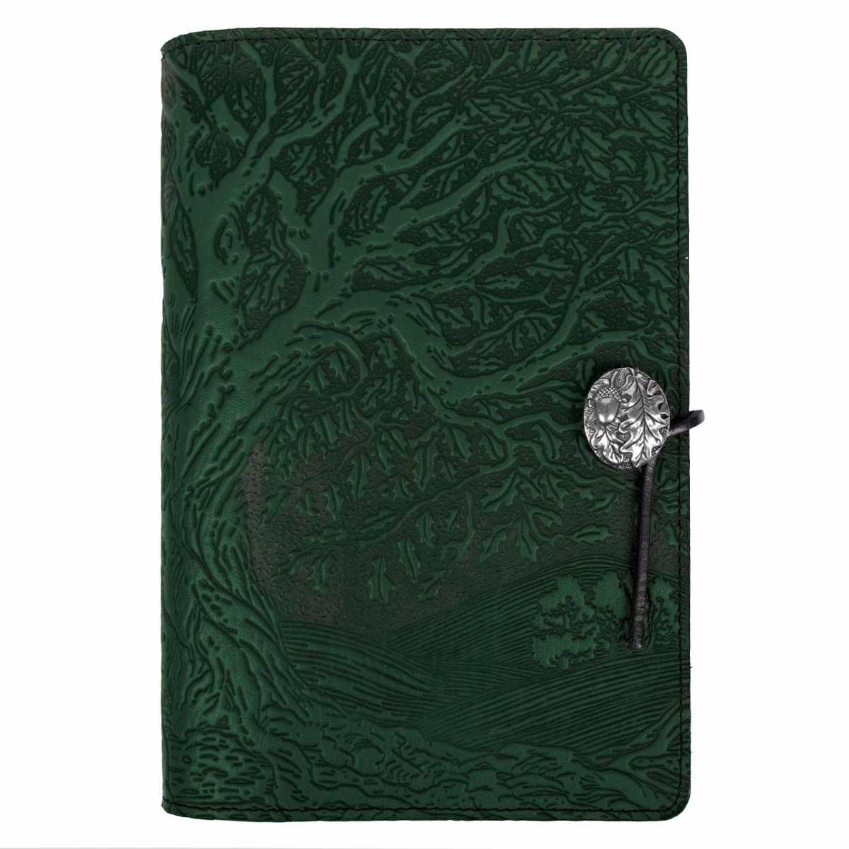Leather Journal Cover, tree of life in green by Oberon Design