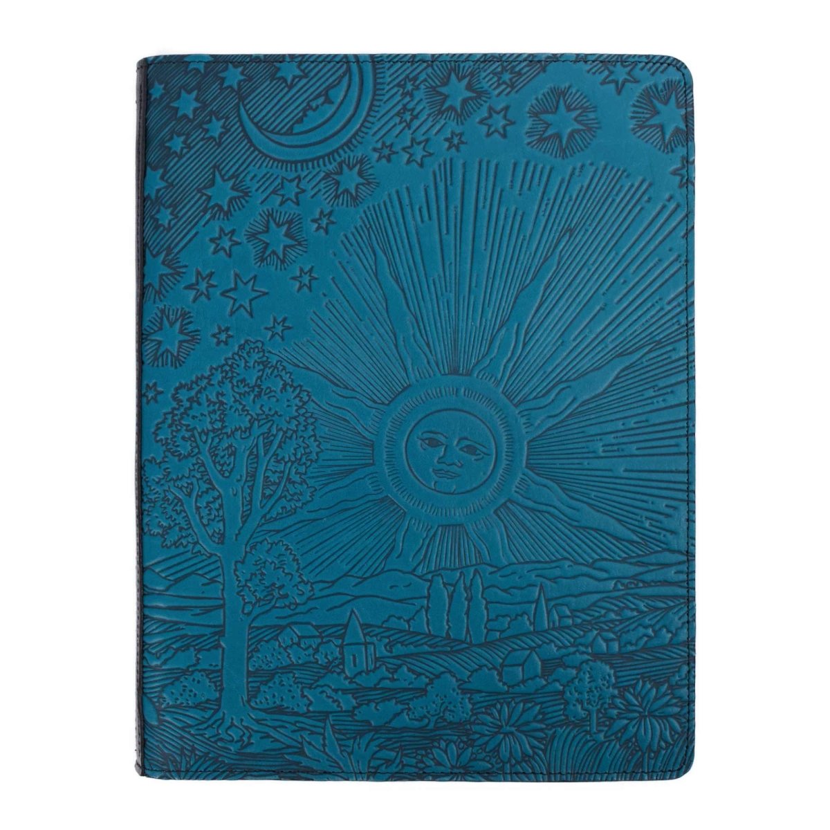 Large Leather portfolio, roof of heaven in blue by Oberon Design