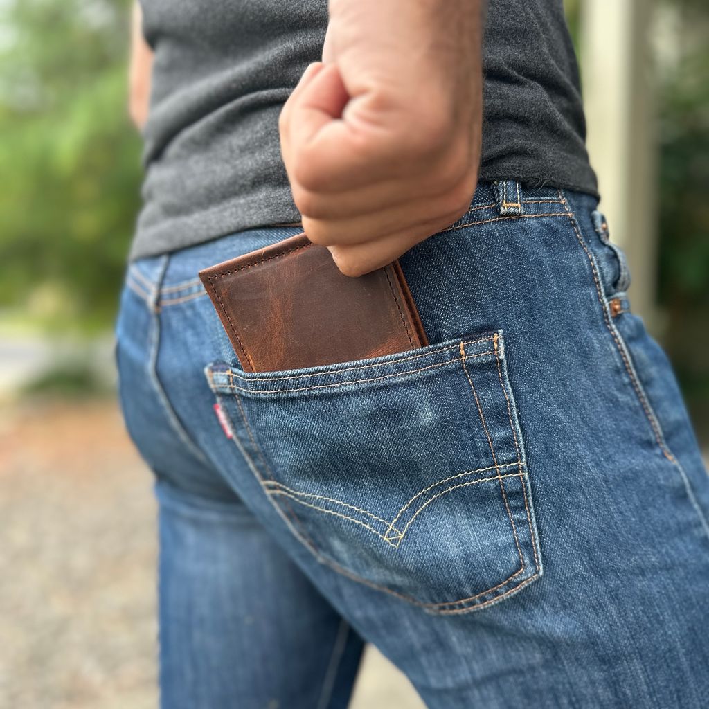 Leather Bi-Fold Wallet, Limited Edition Rustic, Hard Times