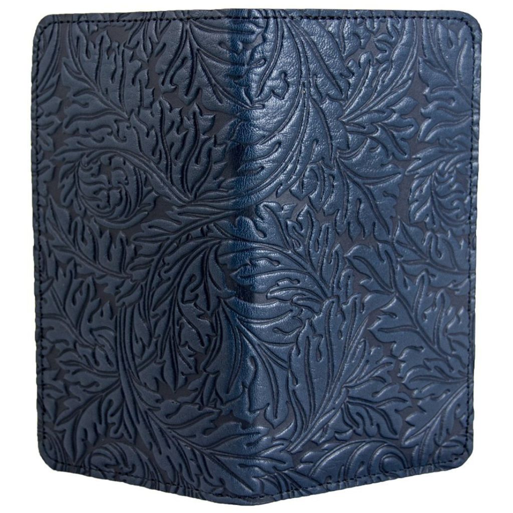 Checkbook Cover Acanthus in Navy - Open