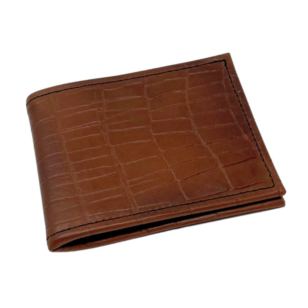 Oberon Design Bi-Fold Alligator Wallet folded 