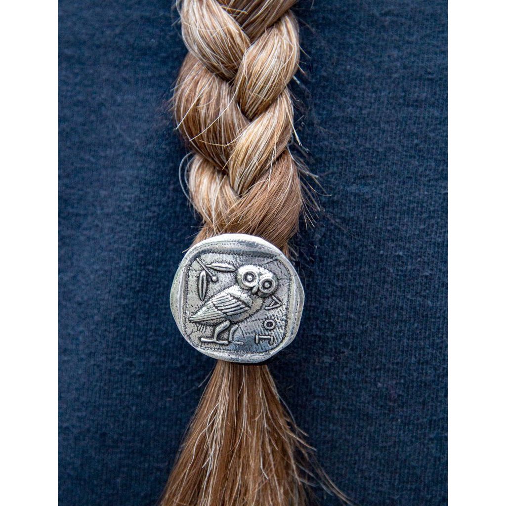 Oberon Design Ponytail Holder, Women&#39;s Hair Tie, Athena&#39;s Owl, Braid