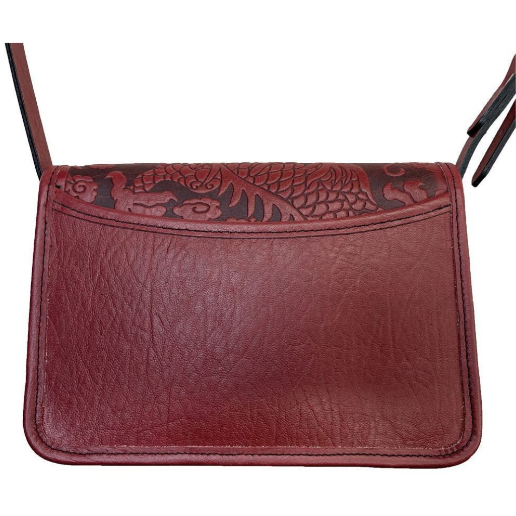 Oberon Design Leather Women&#39;s Cell Phone Handbag, Becca, Cloud Dragon, Wine Back