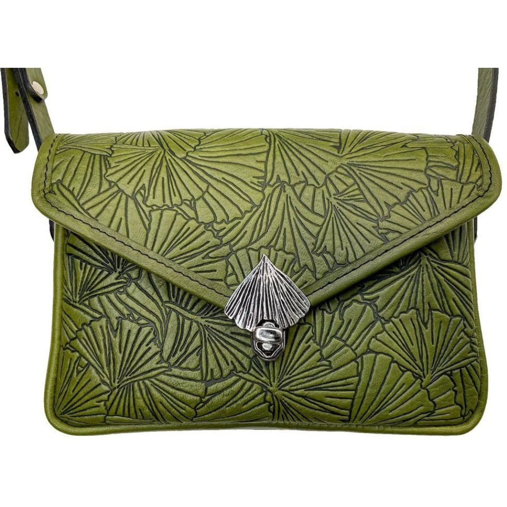 Oberon Design Leather Women&#39;s Cell Phone Handbag, Becca, Ginkgo, Fern