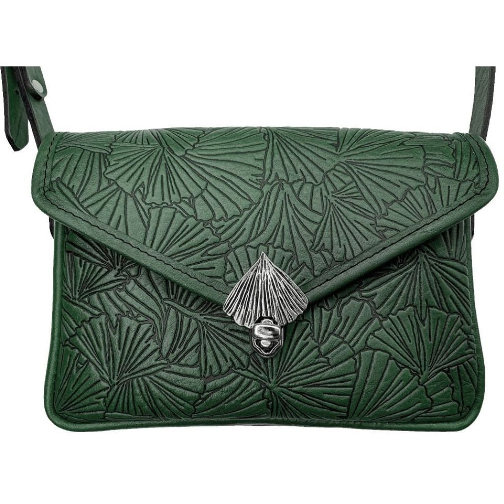 Oberon Design Leather Women&#39;s Cell Phone Handbag, Becca, Ginkgo, Green