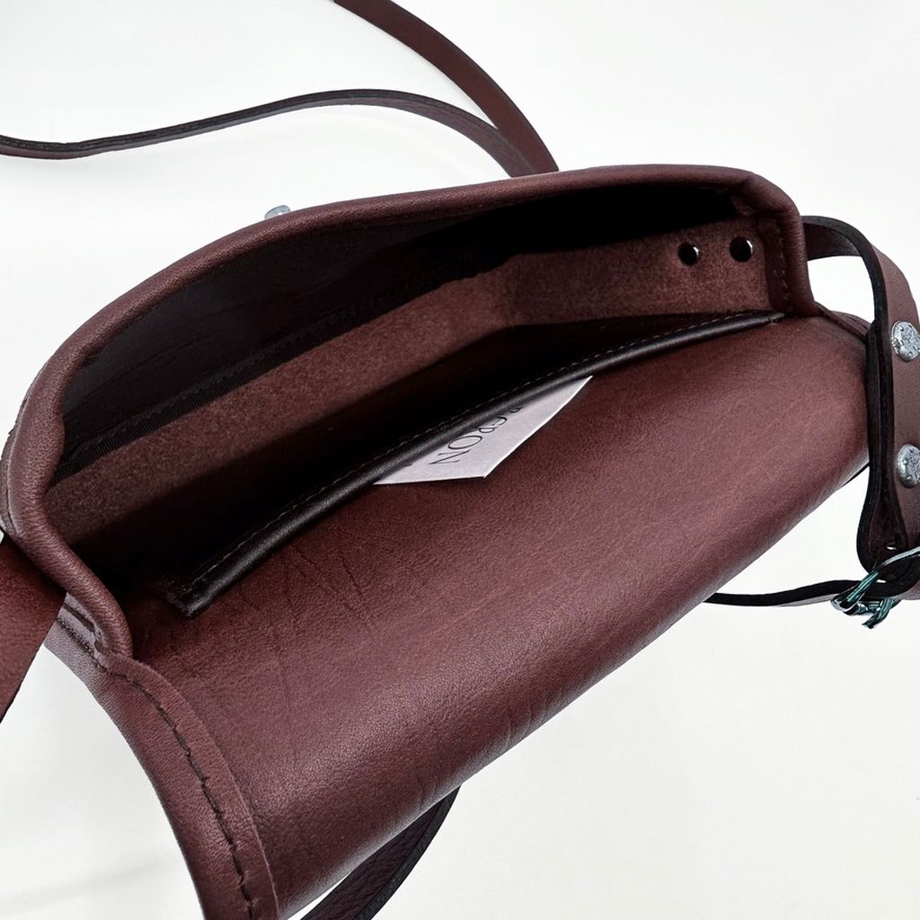 Oberon Design Leather Women&#39;s Cell Phone Handbag, Becca, Wine Interior