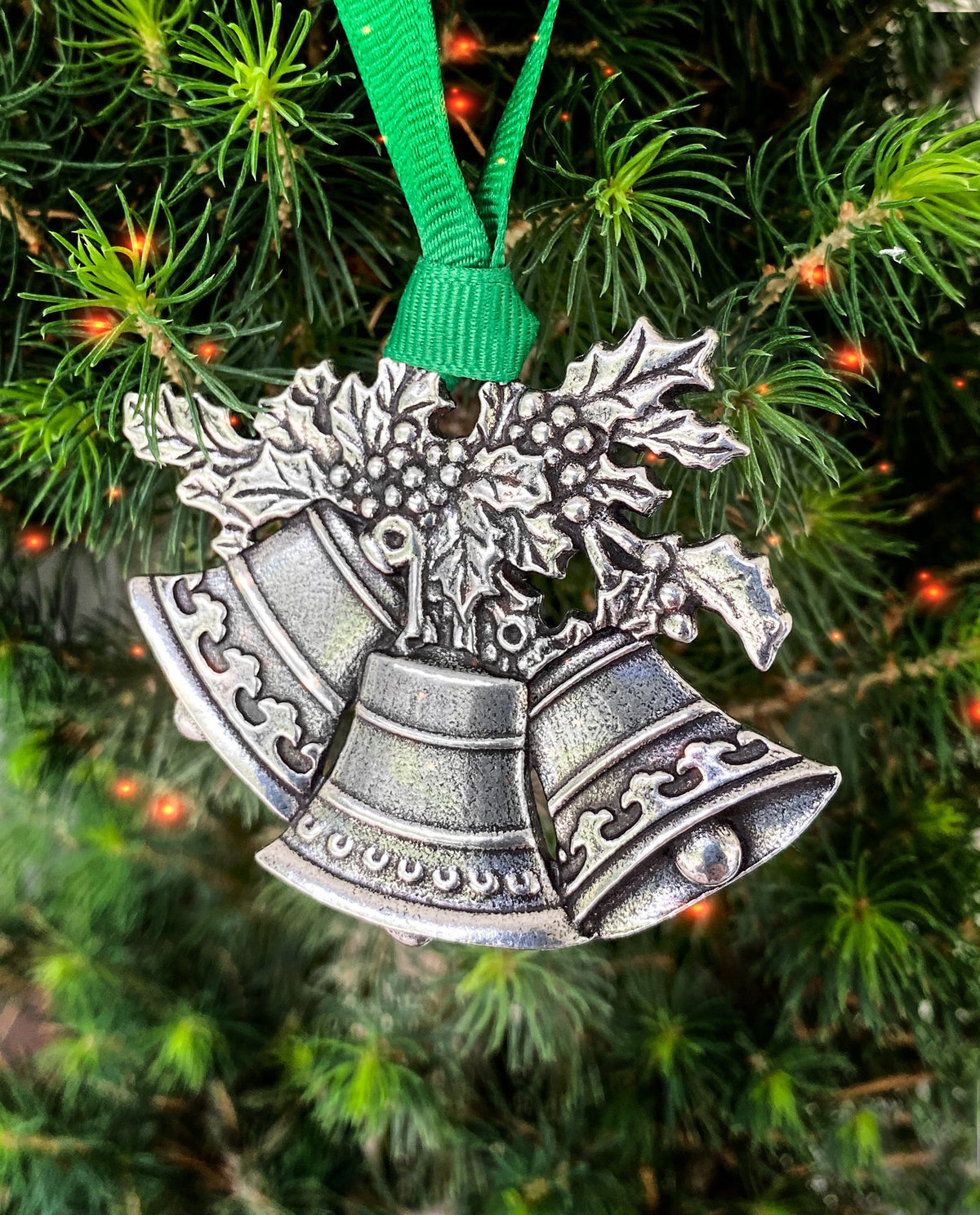 Oberon Design Holiday Ornament, Christmas Bells in Tree