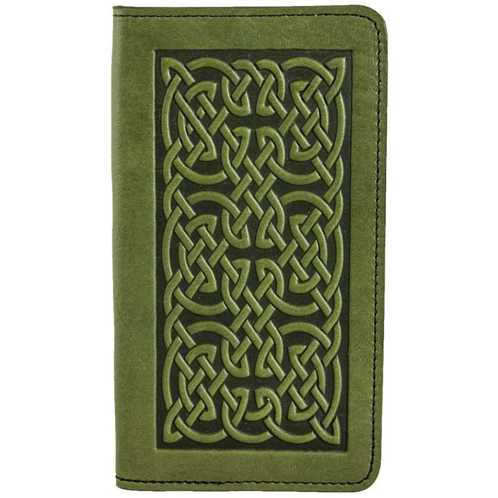 Leather Checkbook Cover, Bold Celtic in Black