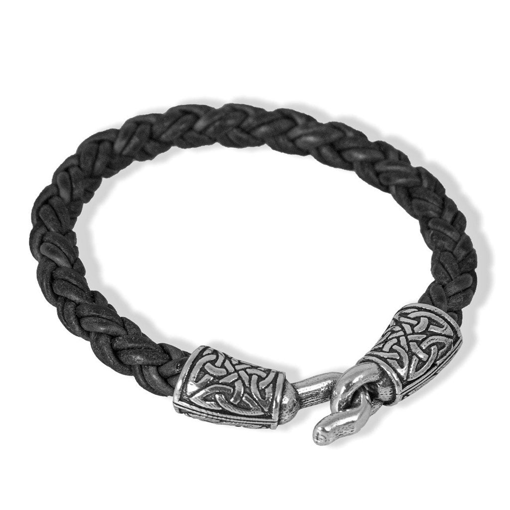 Oberon Design Celtic Braided Leather Bracelet, Black