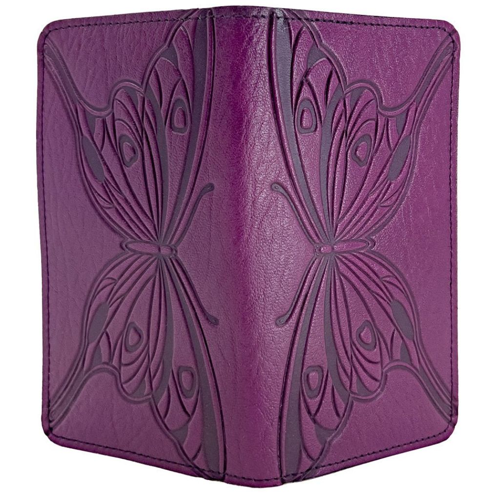 Oberon Design Leather Checkbook Cover, Butterfly, Made in the USA