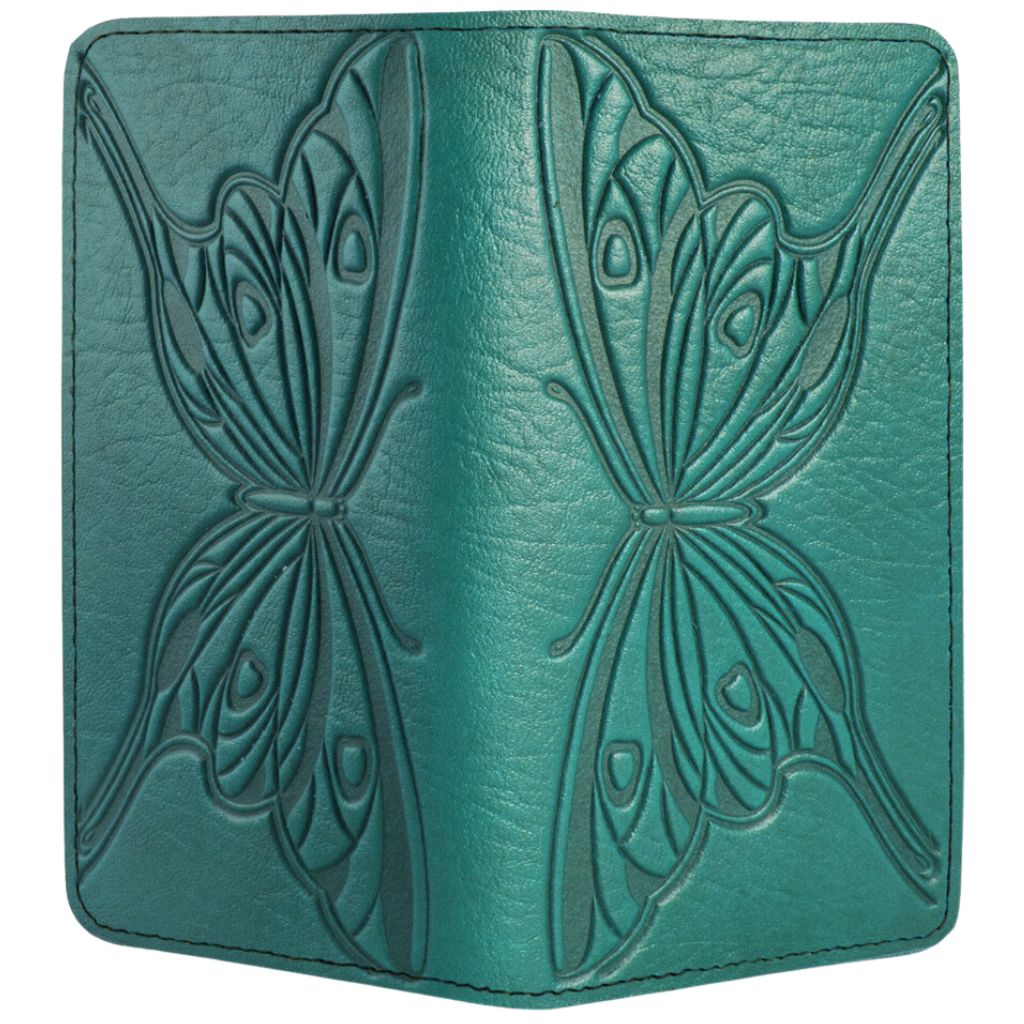 Checkbook Cover, Butterfly in Teal - Open