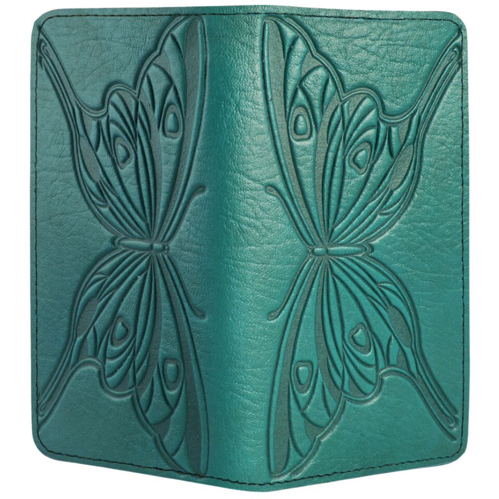 Oberon Design Leather Checkbook Cover, Butterfly, Made in the USA