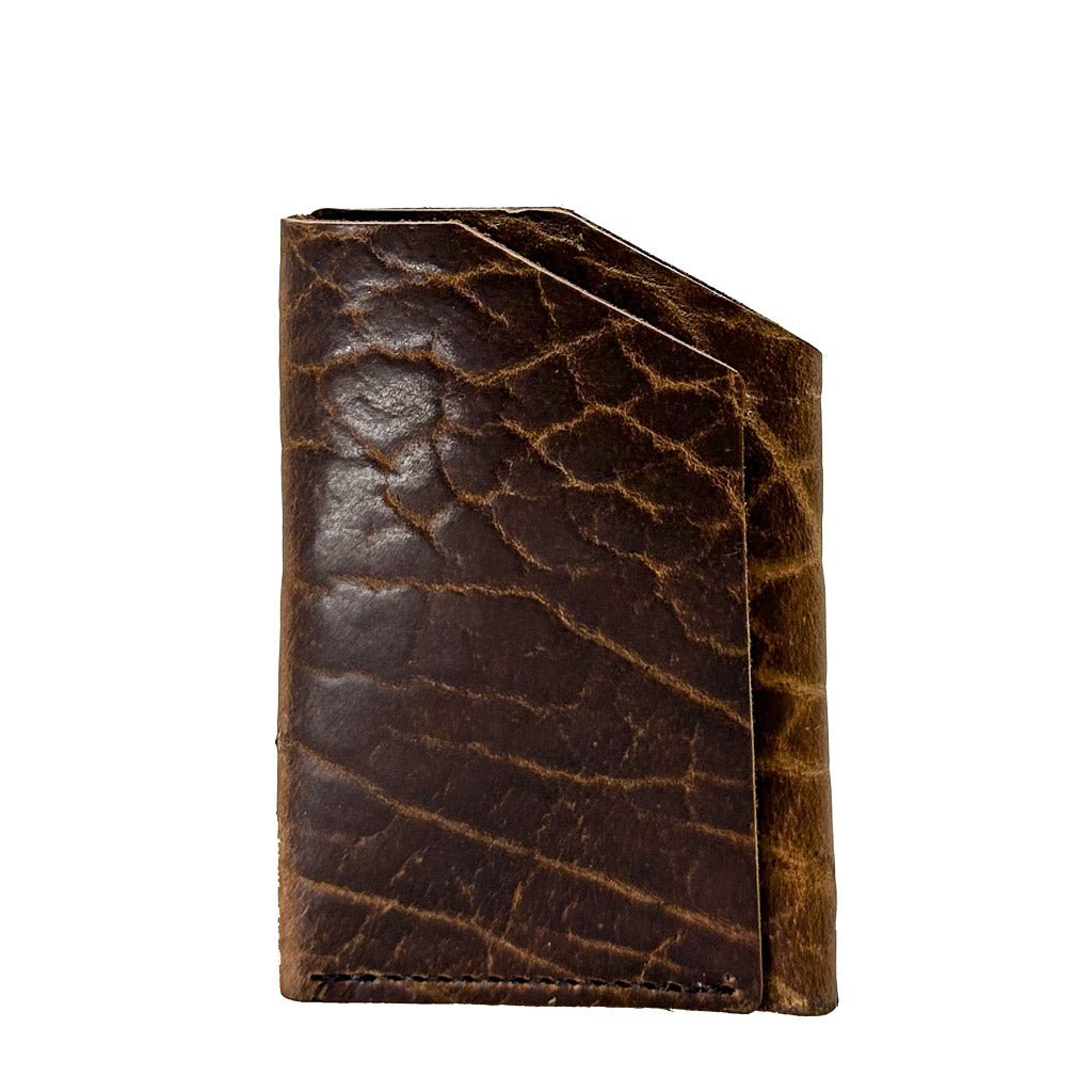 Minimalist Mini Wallet, Glazed Shrunk Bison in Tobacco