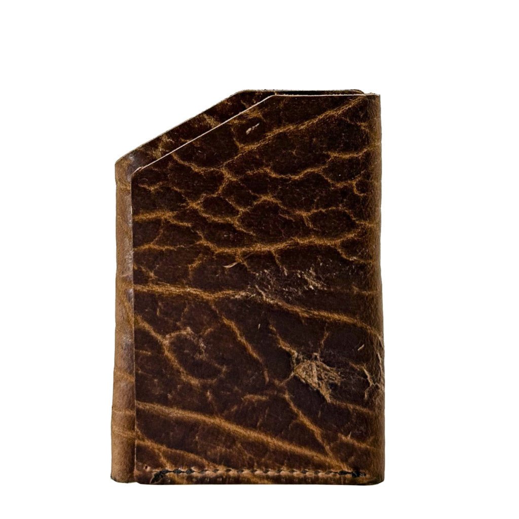 Minimalist Mini Wallet, Glazed Shrunk Bison in Tobacco