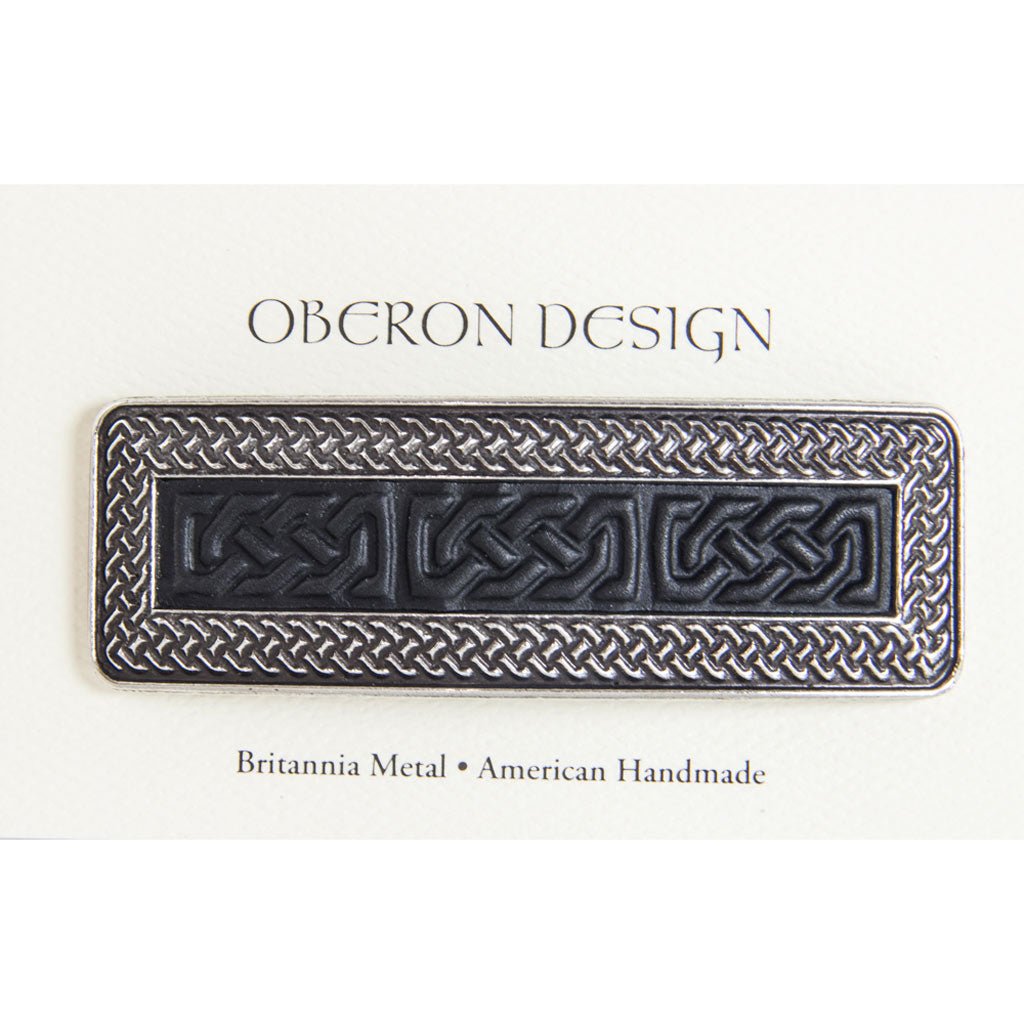 Oberon Design Hair Clip, Barrette, Hair Accessory, Celtic Braid Leather, Card