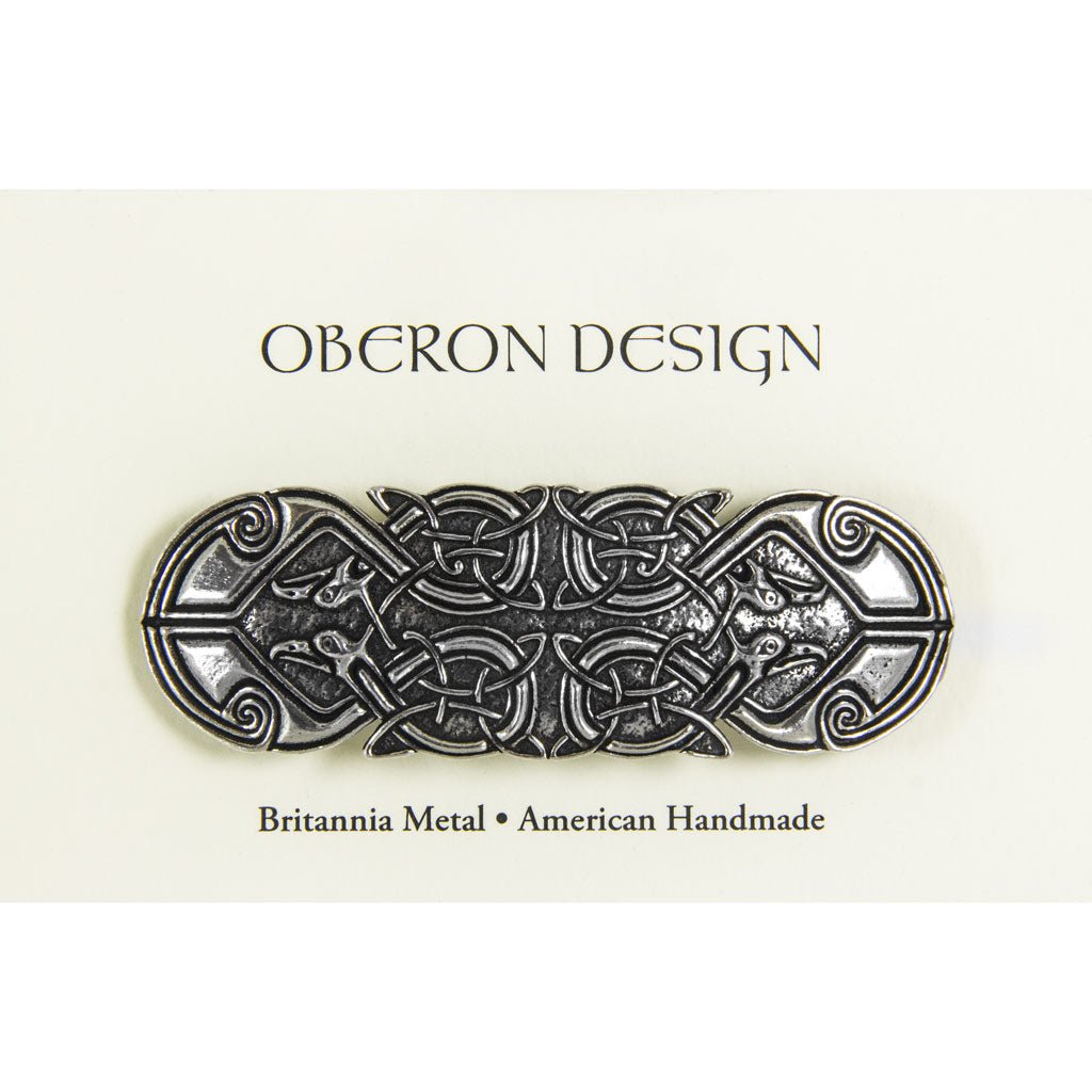 Oberon Design Hair Clip, Barrette, Hair Accessory, Celtic Peacock, Card