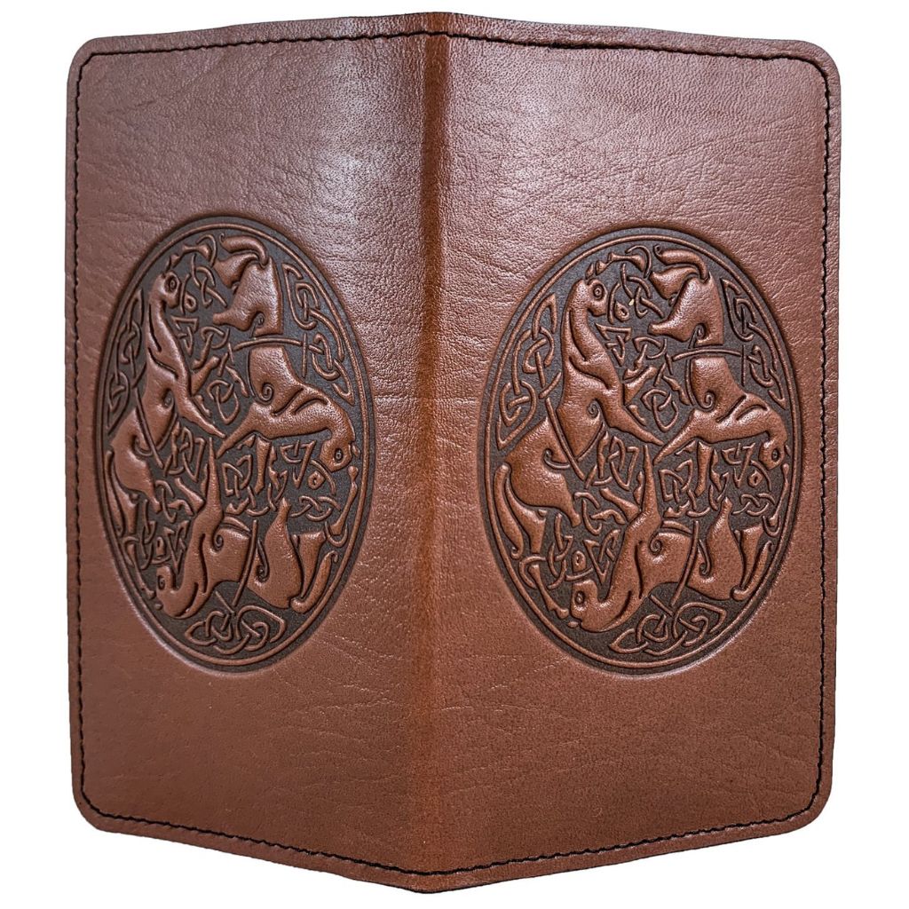 Checkbook Cover, Celtic Horses in Saddle - Open
