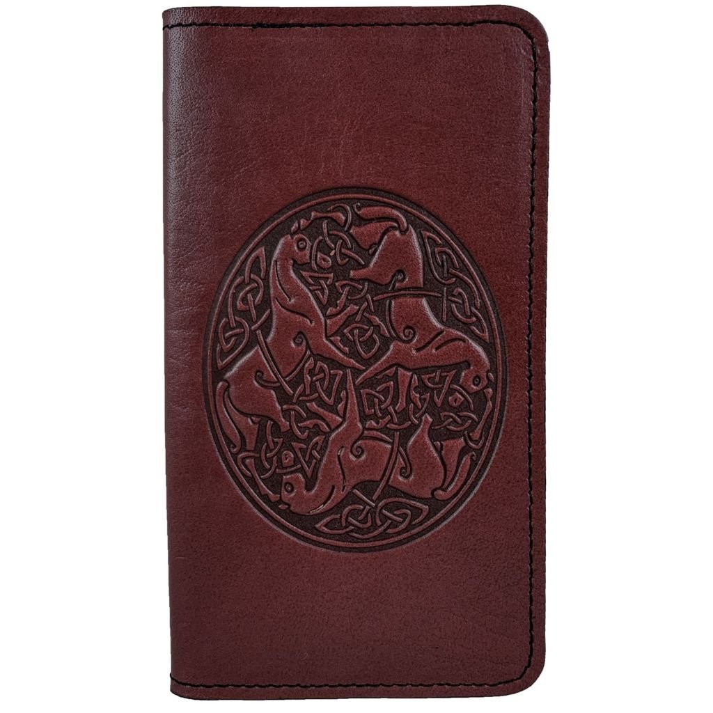 Checkbook Cover, Celtic Horses in Wine