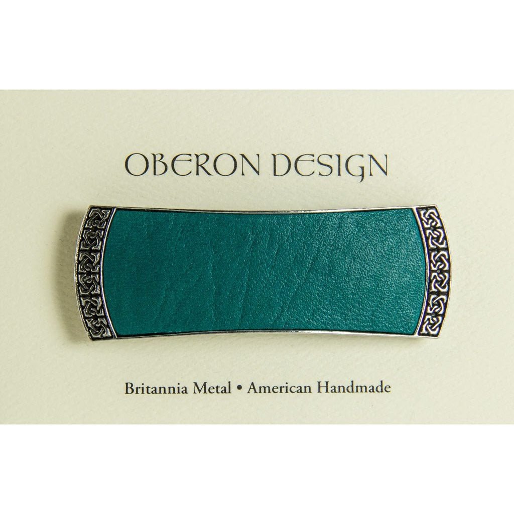 Oberon Design Hair Clip, Barrette, Hair Accessory, Celtic Leather, Card