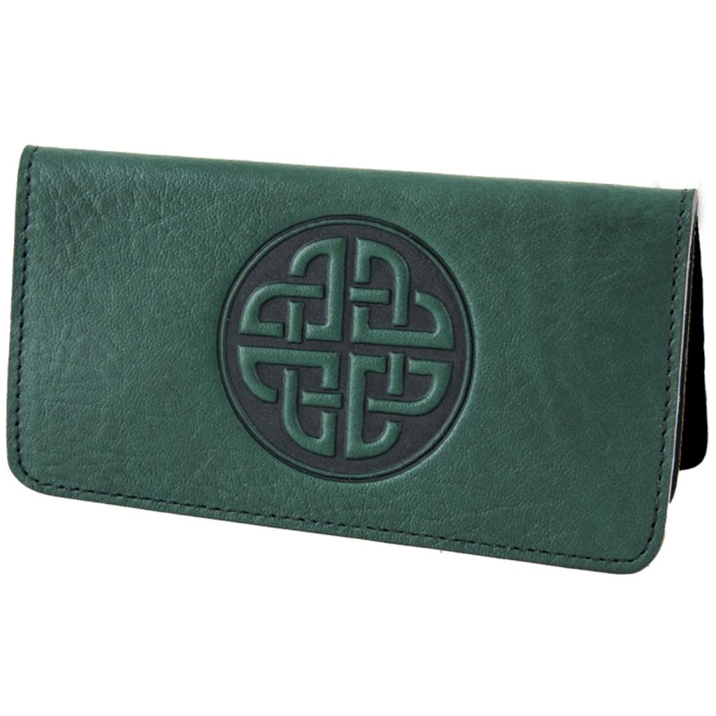 Checkbook Cover, Celtic Love Knot in Green