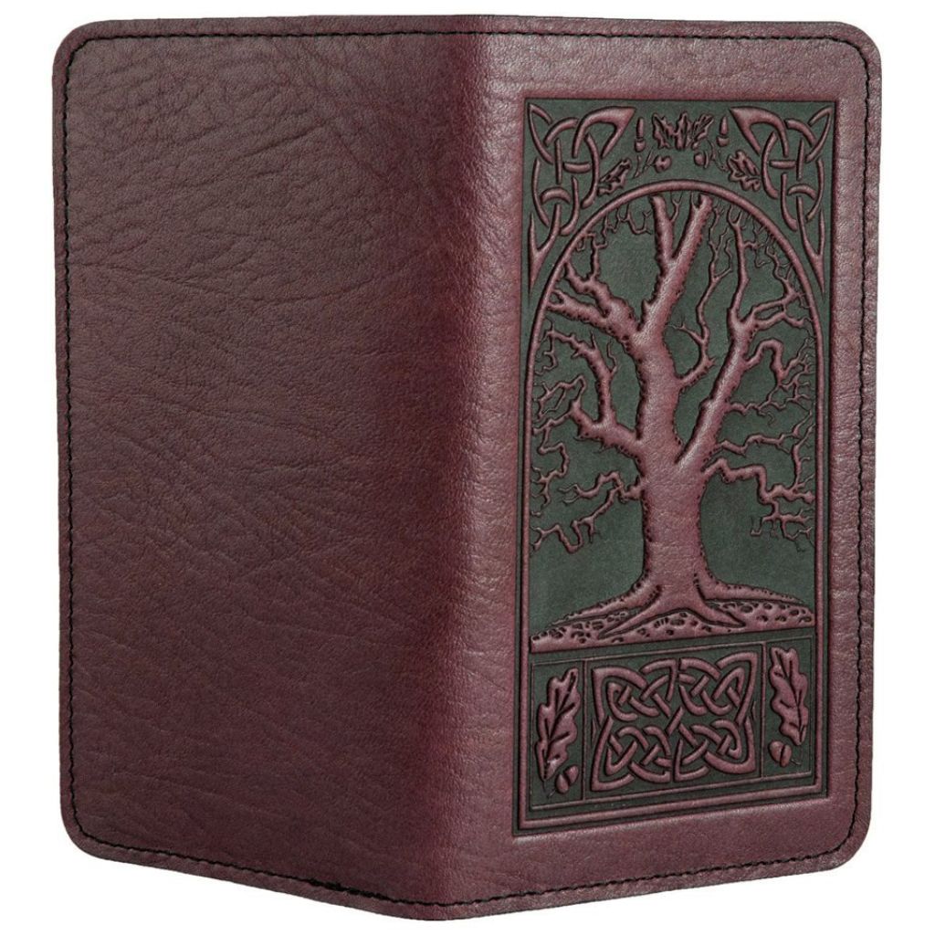 Oberon Design Leather Checkbook Cover, Celtic Oak, Made in the USA