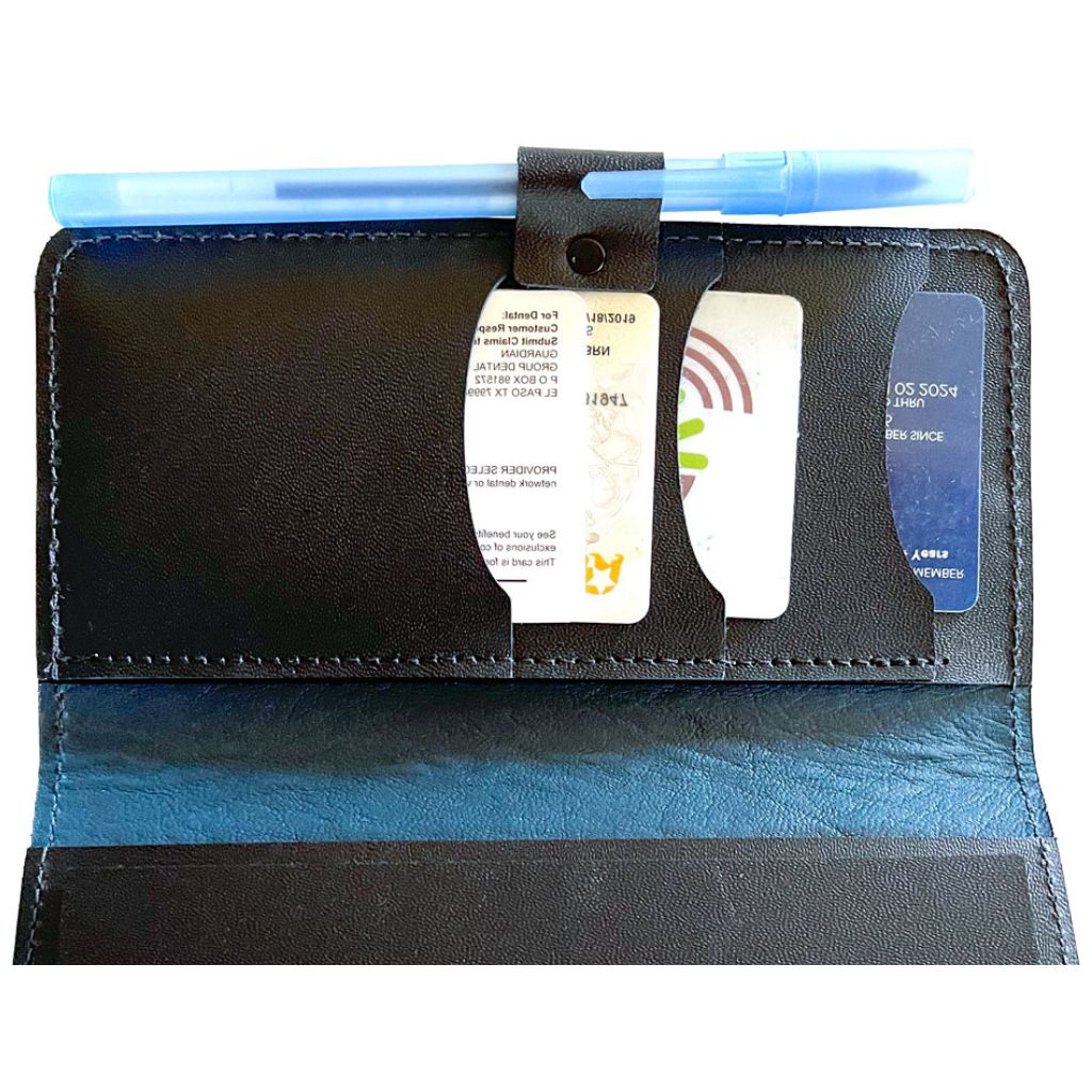 Checkbook Cover, Interior with Card Holders &amp; Pen Loop - Blue