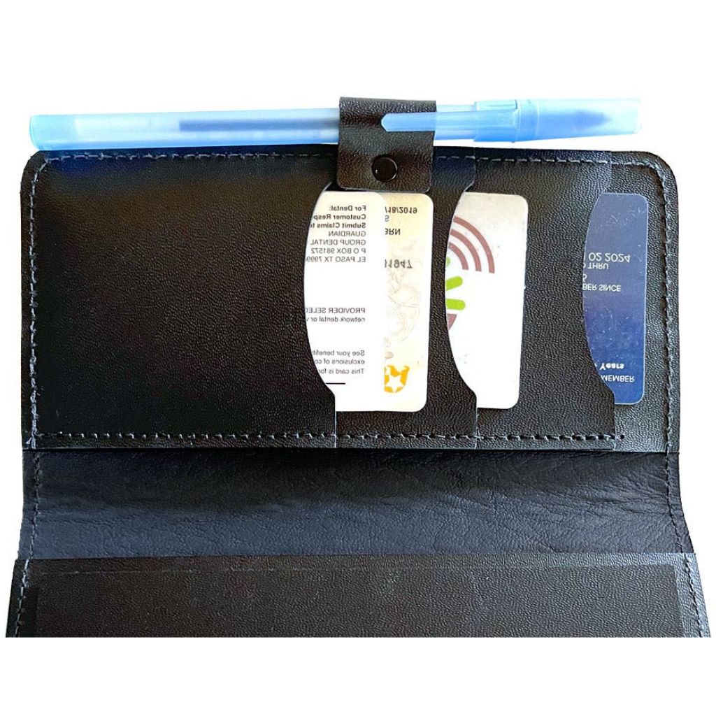 Checkbook Cover, Interior with Card Holders &amp; Pen Loop - Navy