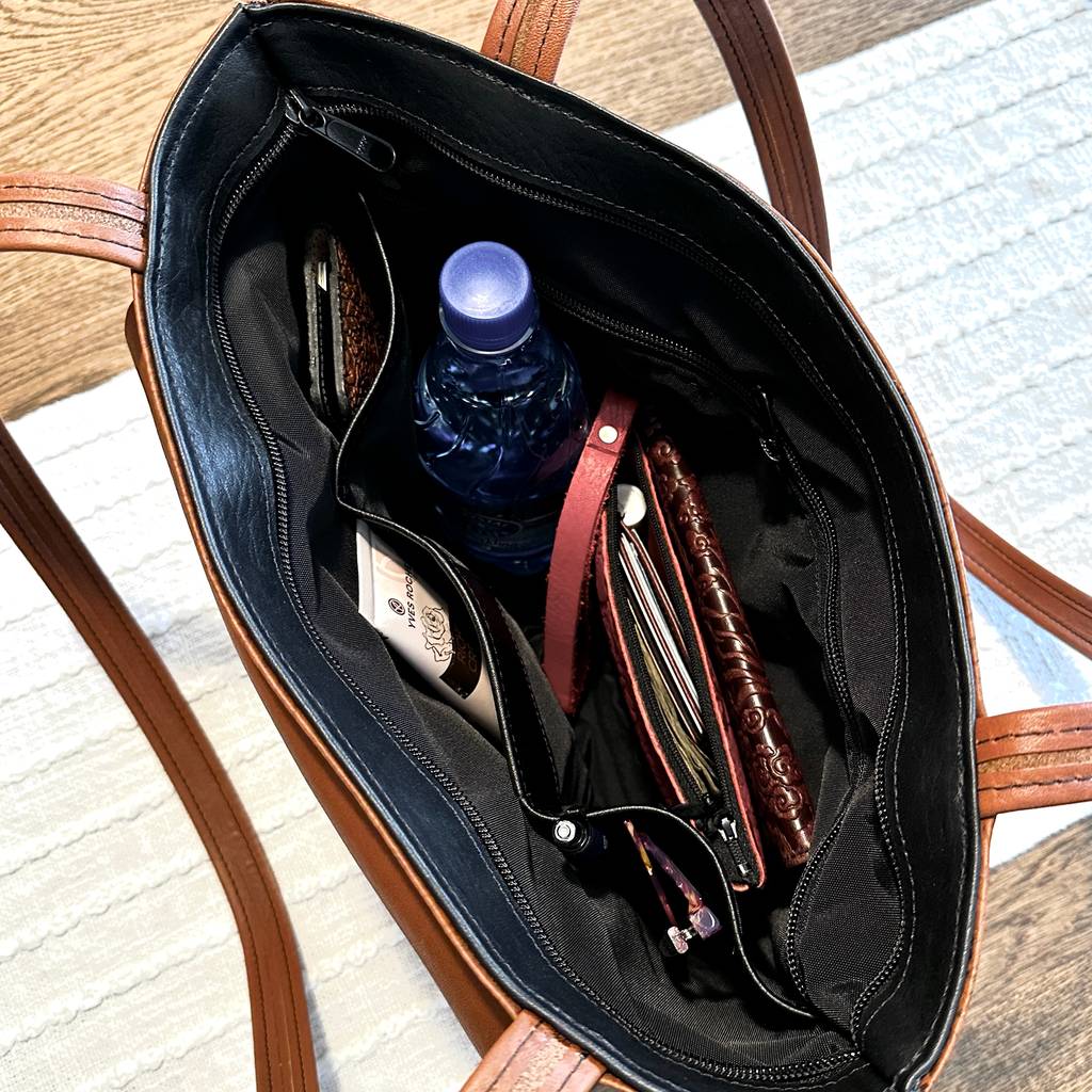 Oberon Design Leather Handbag, The Classic Tote, Wild Rose