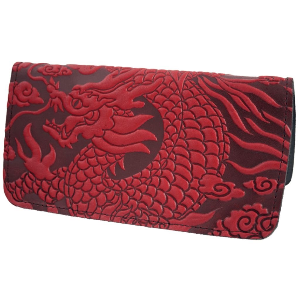 Checkbook Cover, Cloud Dragon in Red