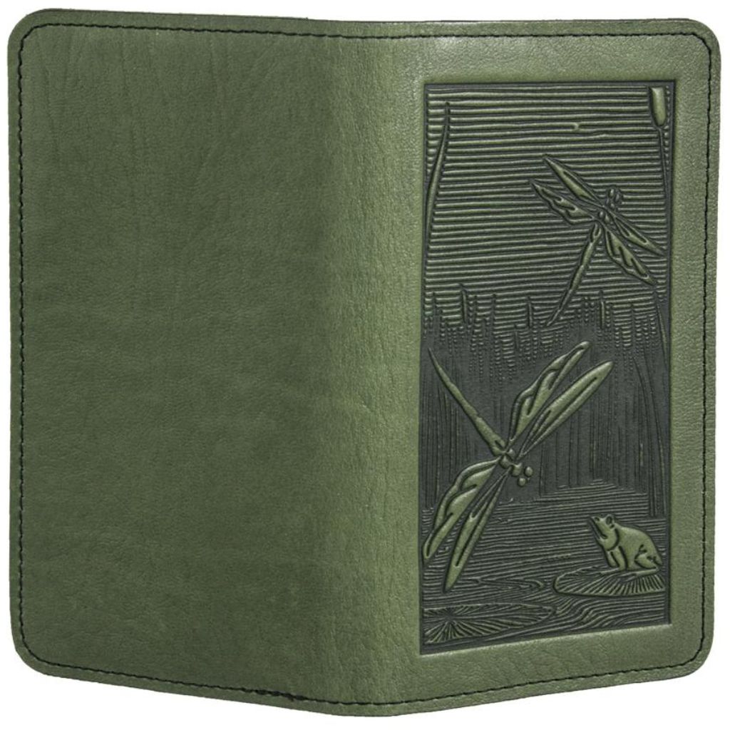 Checkbook Cover, Dragonfly Pond in Fern - Open
