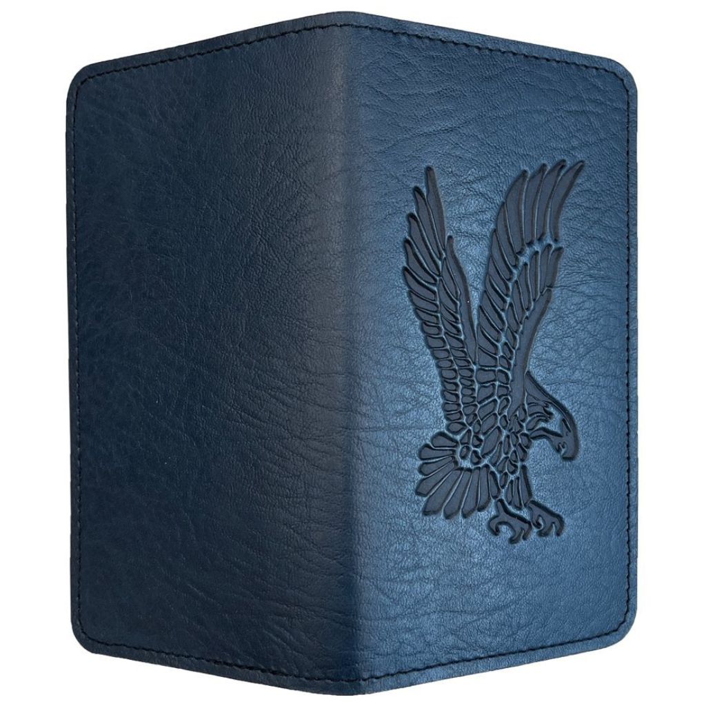 Leather Checkbook Cover, Eagle in Navy