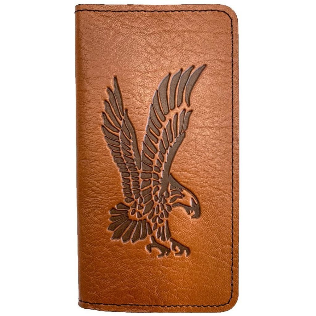 Leather Checkbook Cover, Eagle in Saddle