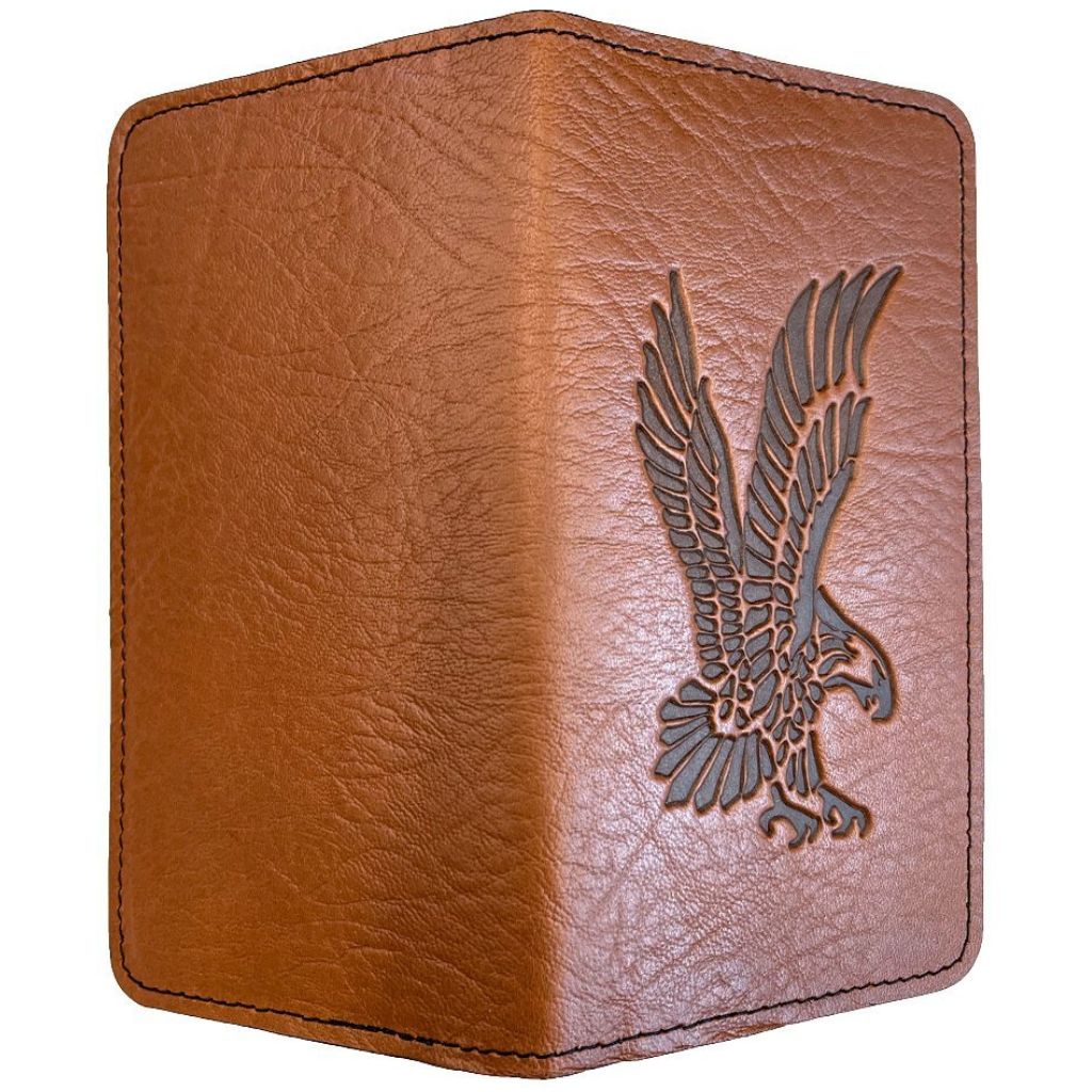 Leather Checkbook Cover, Eagle in Saddle