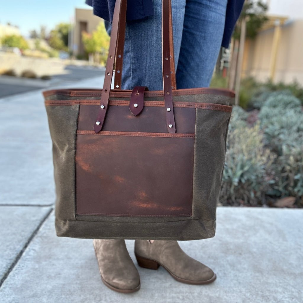 Canvas and Leather Everyday Tote, Hard Times in Copper Oberon Design