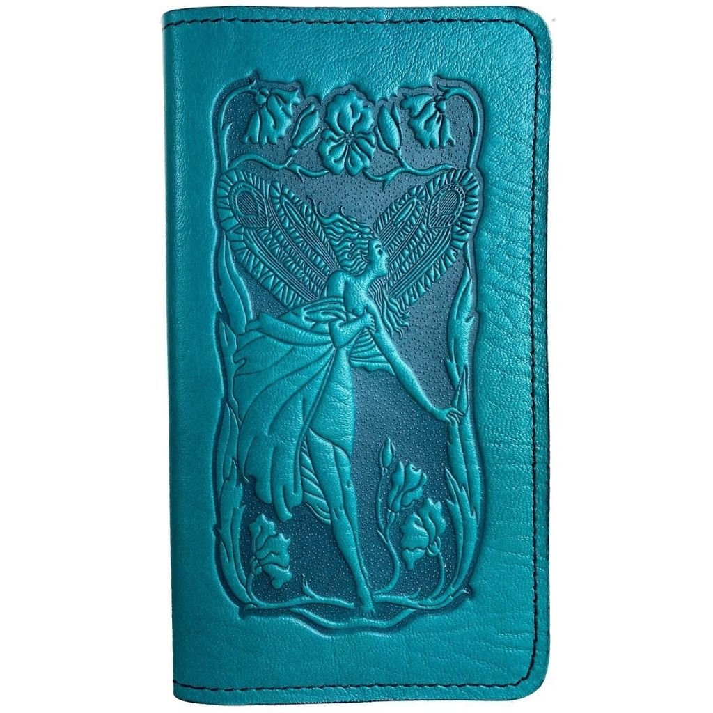 Checkbook Cover, Flower Fairy in Teal