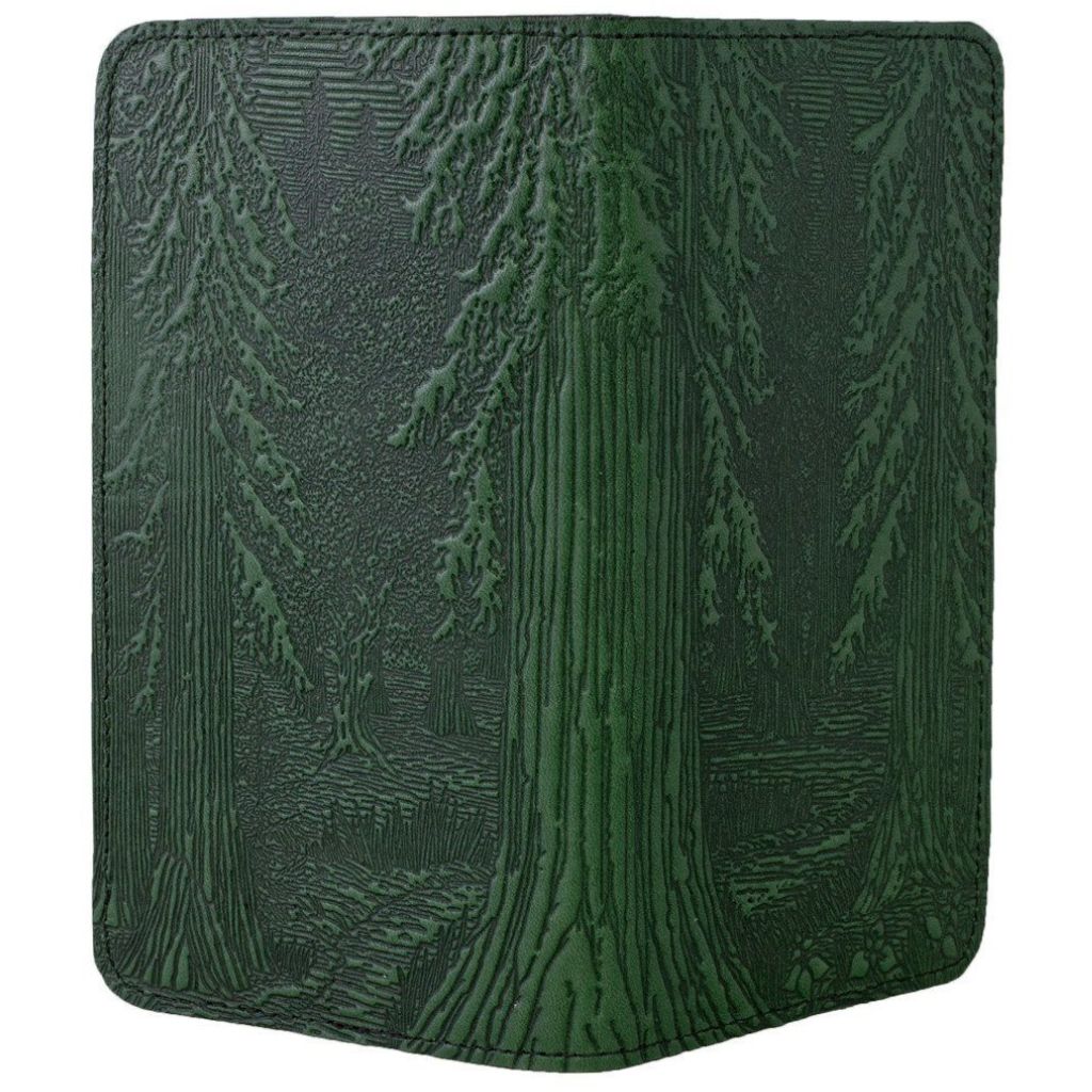 Checkbook Cover, Forest in Green - Open