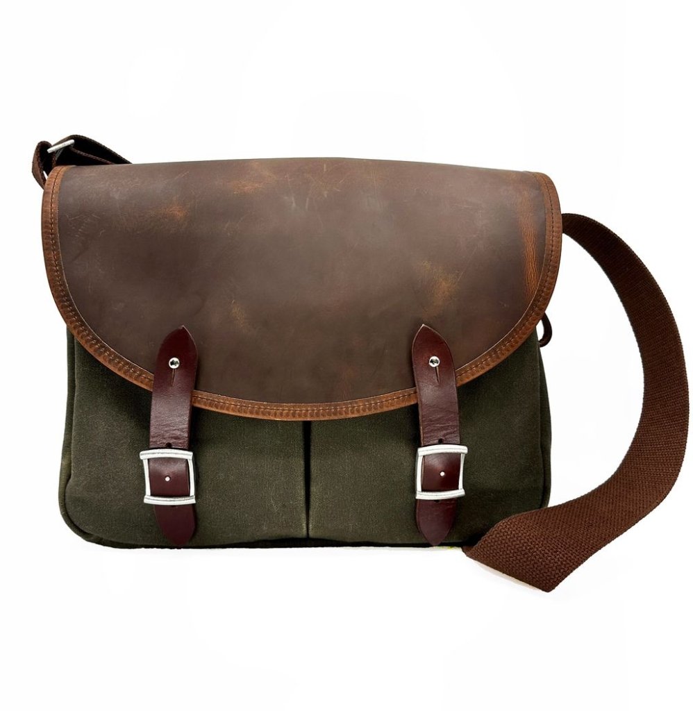 Crosstown Messenger Bag, Waxed Canvas Leather, Hard Times