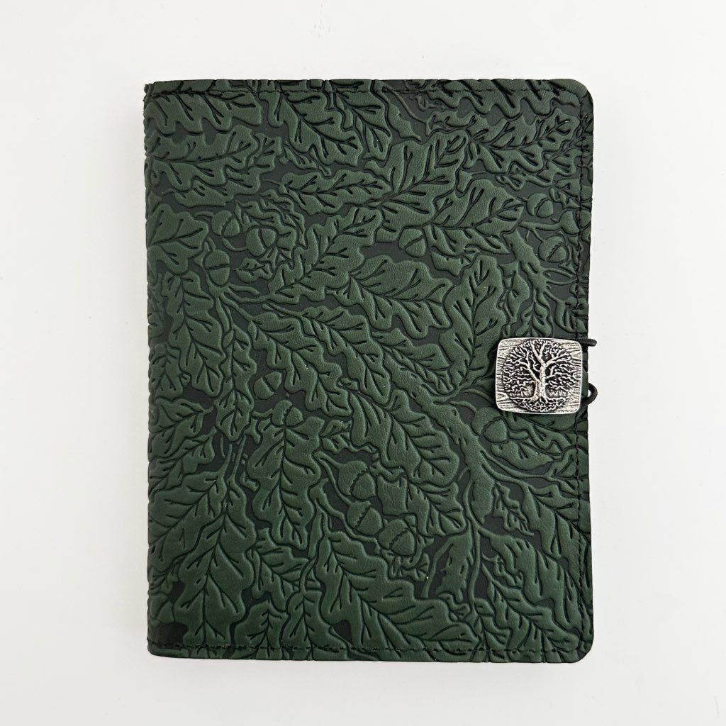 HAPPY EXTRA, Leather Cover for Kindle e-Readers, Oak Leaves in Green
