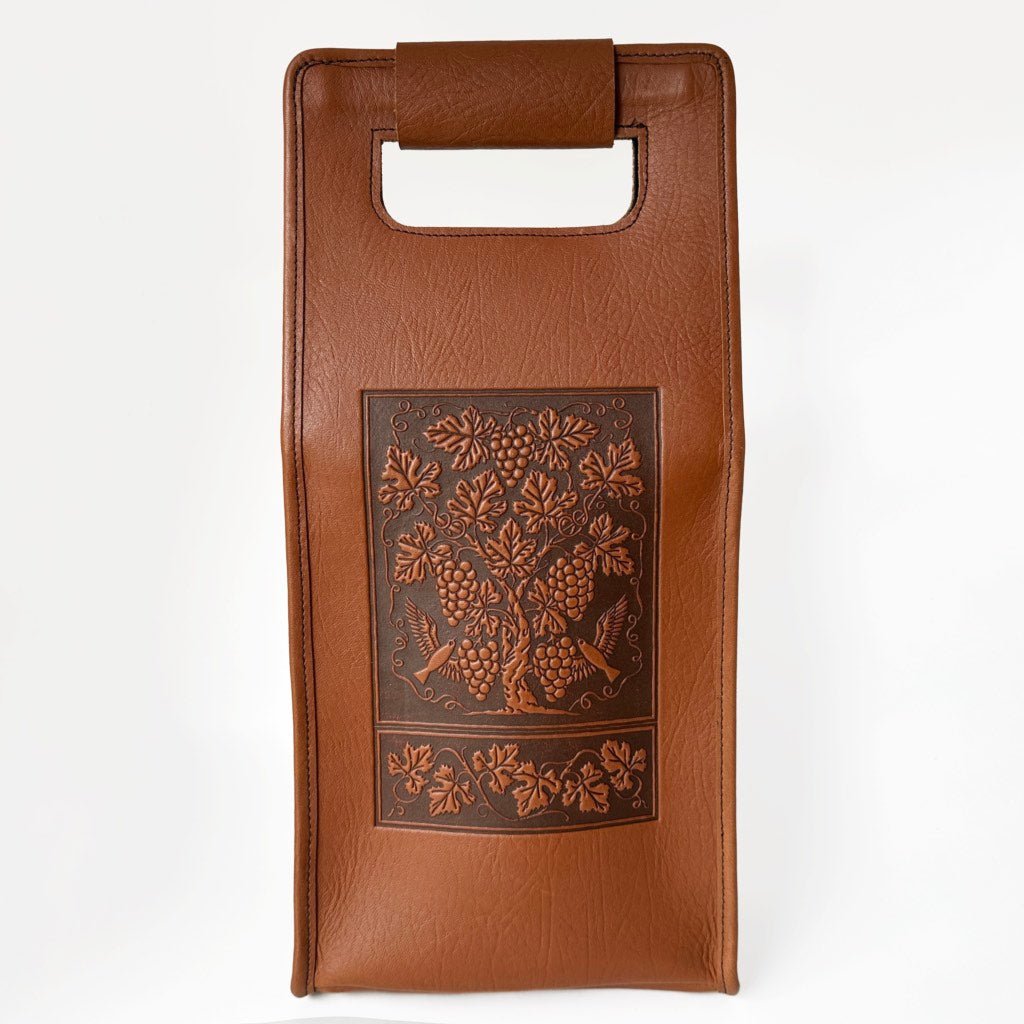 SECOND, Grapevine Wine Bottle Bag in Saddle