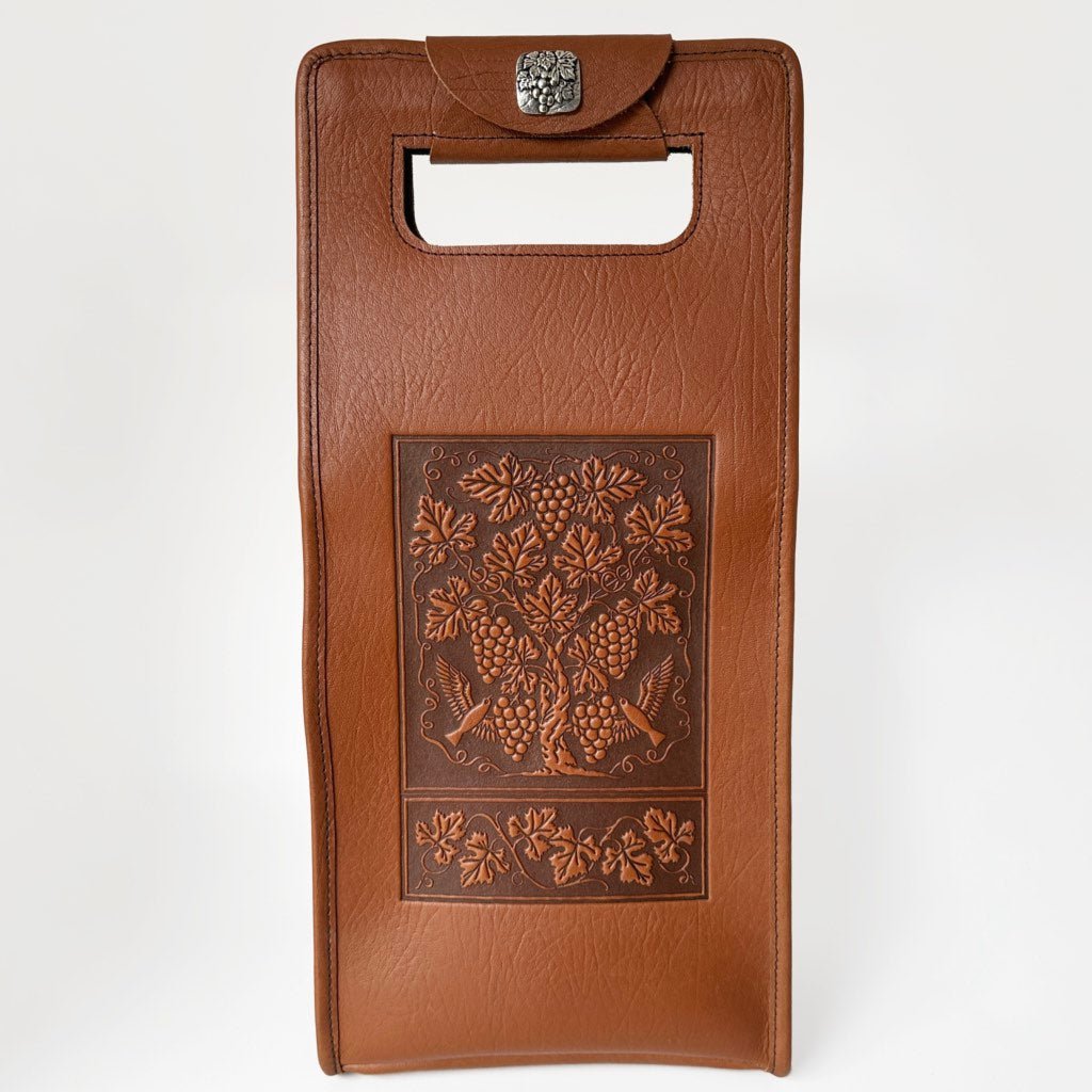 SECOND, Grapevine Wine Bottle Bag in Saddle