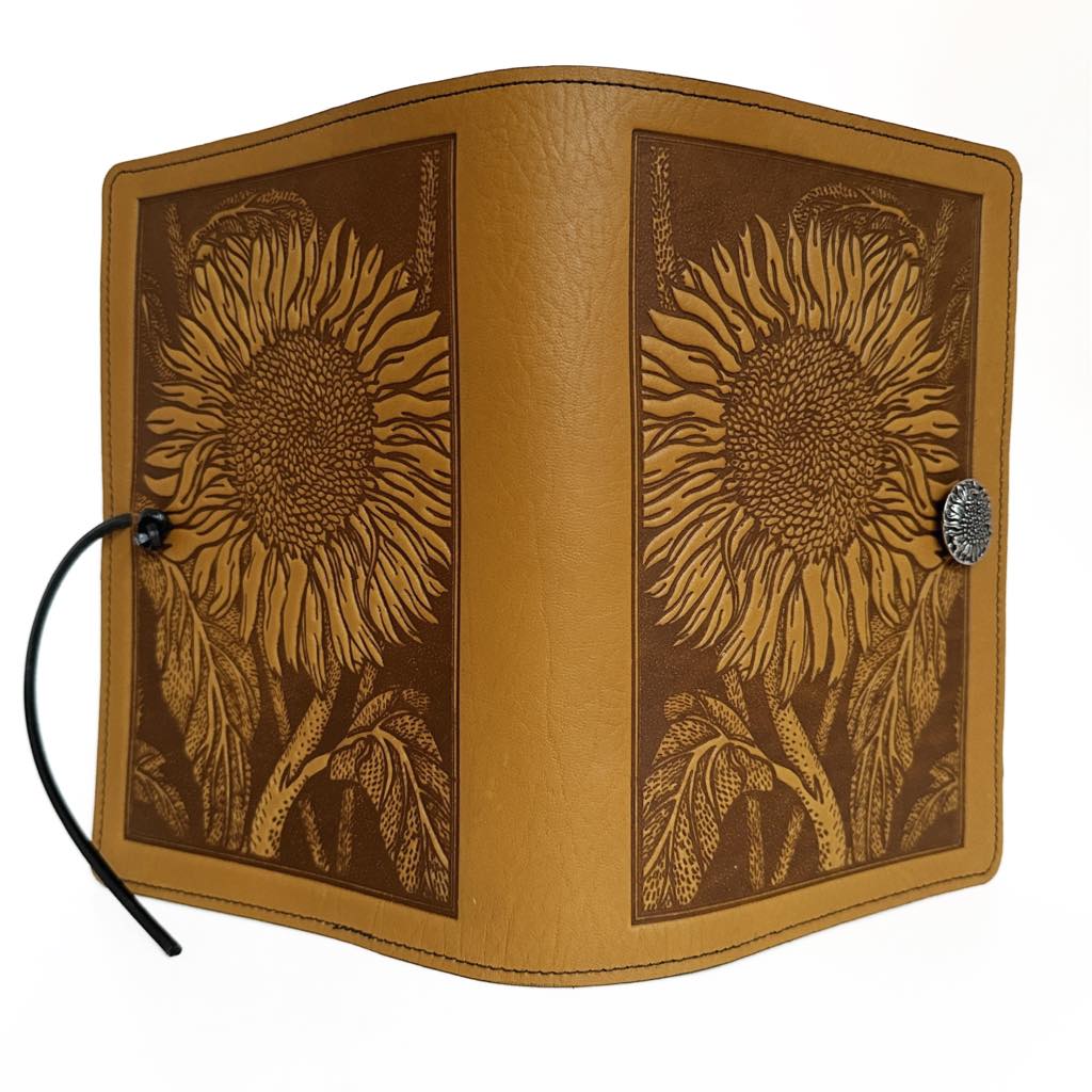 SECOND, Large Leather Refillable Journal, Sunflower in Marigold