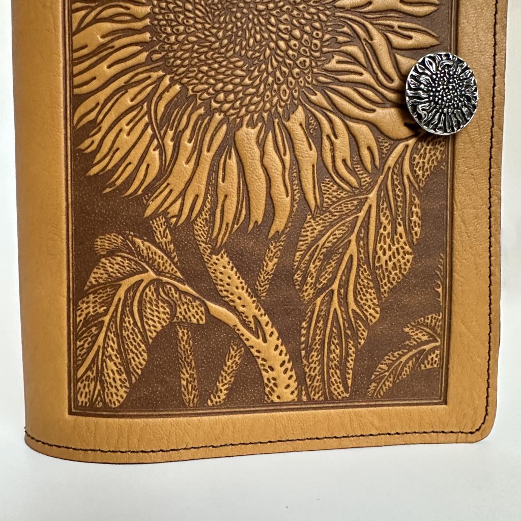 SECOND, Large Leather Refillable Journal, Sunflower in Marigold